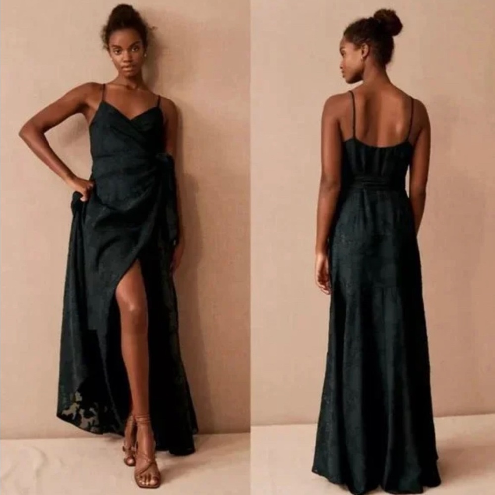 Emerald Green BHLDN Anthropology Reid Maxi Wrap Dress
